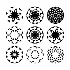 Minimal abstract symbol set Circle vortex logo Geometric shape Vector illustration