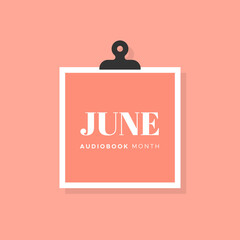 Audiobook Month. Orange background. Vector illustration, flat design