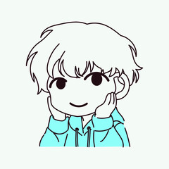 Cute Boy Happy Facial Expression Illustration