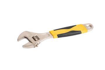 Adjustable wrench isolated on white background. The concept of repair and construction.