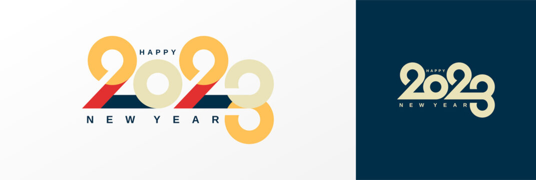 2023 typography logo design concept. Happy new year 2023 logo design