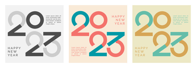 Creative concept of 2023 new year poster. Happy new year square template for social media post