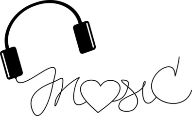 music headphones drawing the word
