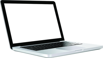 Realistic laptop vector mockup with empty screen perspective rotated view for website presentation ui ux.