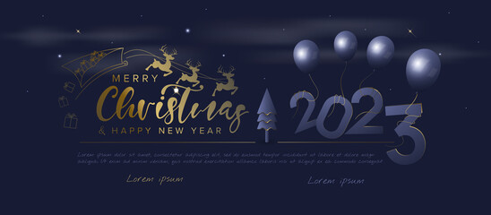 Fototapeta na wymiar Merry Christmas and happy new year 2023 banner