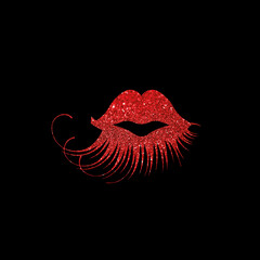 Feminine Lash Kiss Logo Template, Eyelash and Lips Merged together to make a new Feminine Design