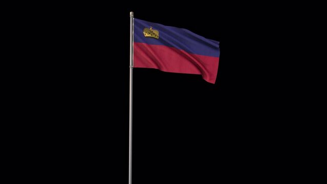 Liechtenstein flag, 4k video background is transparent