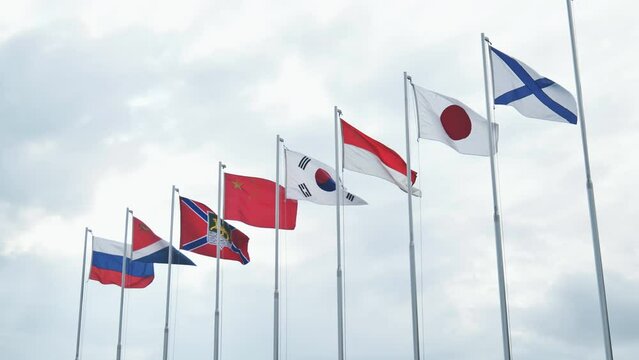 Flags of the maritime countries of East Asia.