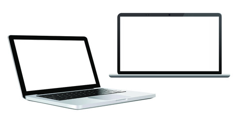 Two modern laptops with blank screens mockup for showcasing web projects.