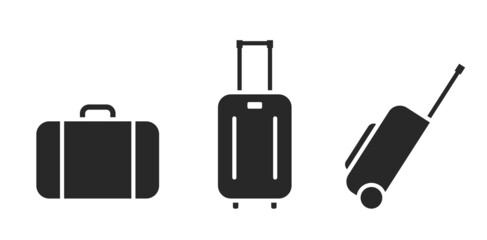 travel bag icon set. vacation, tourism and luggage symbol. isolated vector image - obrazy, fototapety, plakaty