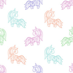 seamless pattern with cute unicorns 