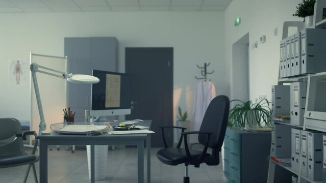 Modern design doctor cabinet for patients consultation. View of physician office