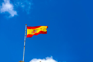 Spanish flag waving in the sky