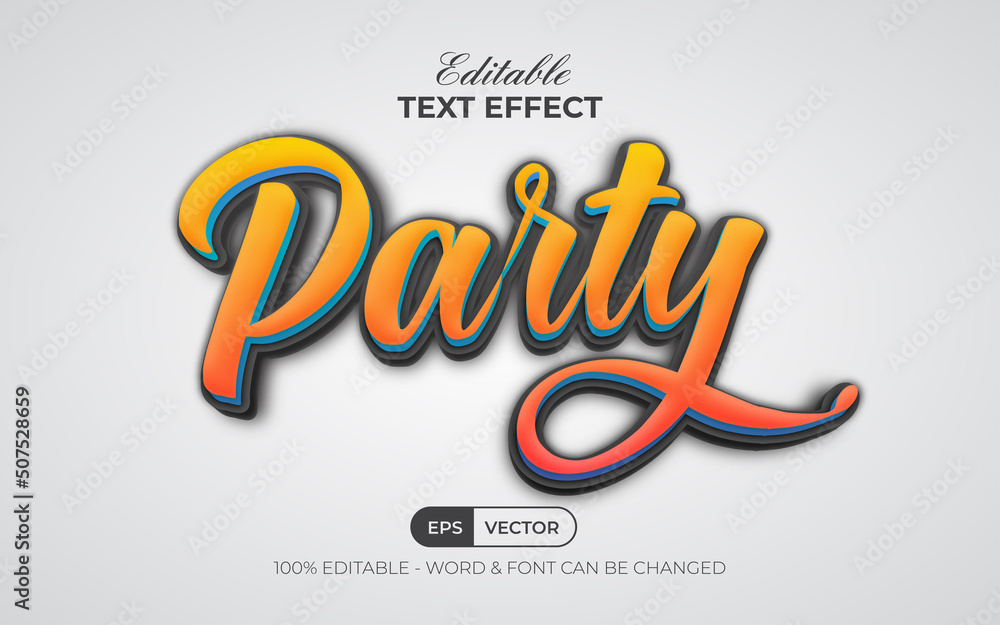 Poster party text effect style. editable text effect.