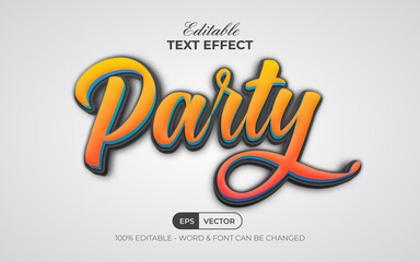 Party text effect style. Editable text effect.