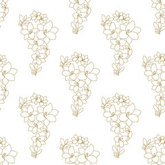 pattern with flowers Beautiful print with hand-drawn botanical pattern of exotic plants on the fabric. Simple seamless pattern design for wallpaper decoration. Vector.