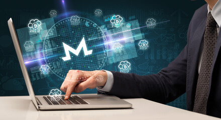 business hand working in stock market