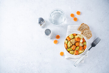 Roasted potato, carrot and zucchini bowl