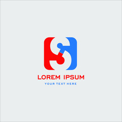 Letter S business corporate logo. Simple and clean flat design of letter S in blue and red color vector logo template.