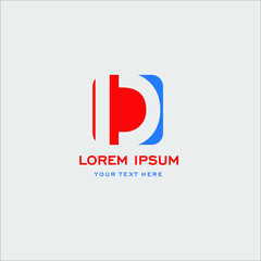 Letter D business corporate logo. Simple and clean flat design of letter D in blue and red color vector logo template.