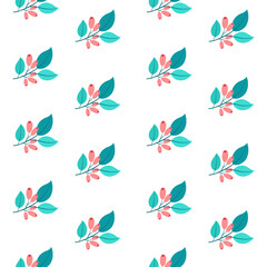 Hand drawn floral seamless pattern with branches and berries. Vector illustration background