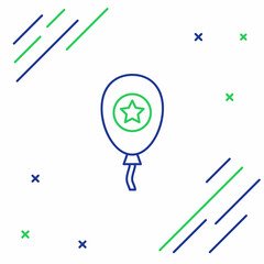 Line Balloons with ribbon icon isolated on white background. Colorful outline concept. Vector