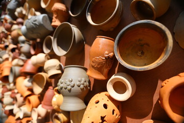 a jug is a decorative product made of clay from a master of firing dishes made of natural material 