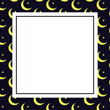 islamic frame with moon and stars vector illustration for mock up, congradulation card for eid or ramadan, blank, party invitation