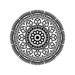 Cute black and white floral mandala Design