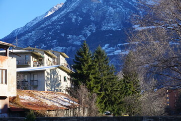 House in the mountains in winter