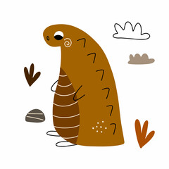 Cute dinosaur in boho style. Vector illustration on a white background for children's decoration and textiles.