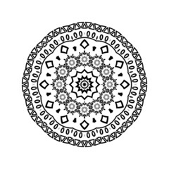 Hand drawn Black and white mandala design