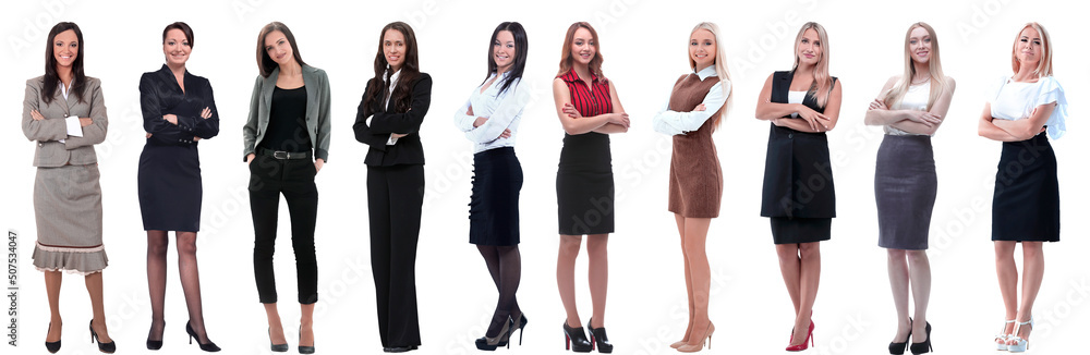 Wall mural panoramic collage of a group of successful young business women.