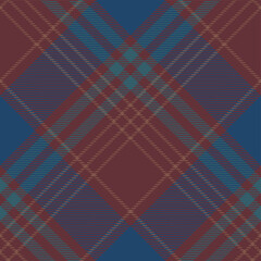 Red and blue argyle tartan plaid. Scottish pattern fabric swatch close-up. 
