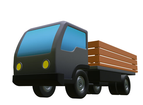 Delivery truck car 3D render illustration isometric view isolated on white background	