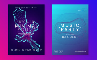 Neon trance event flyer. Techno dj party. Electro dance music. Electronic sound. Club fest poster.