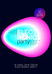 Trance Poster. Trendy Glitch For Presentation. Creative Background For Magazine Vector. Neon And Show Design. Jazz Electro Flyer. Purple And Blue Trance Poster