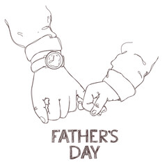 Little kid hand holding father or parent. sketch hand vector illustration for Happy fathers day concept poster background design handrawn drawing style