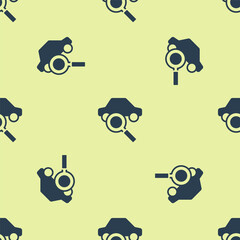 Blue Car sharing icon isolated seamless pattern on yellow background. Carsharing sign. Transport renting service concept. Vector