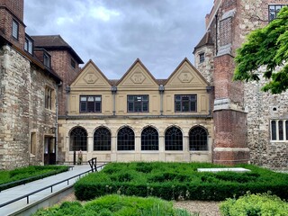 Fototapeta na wymiar Facade of The Charterhouse in London London Charterhouse is a historic complex of buildings in Smithfield. It dates back to the 14th century. It was originally constructed as a Carthusian priory