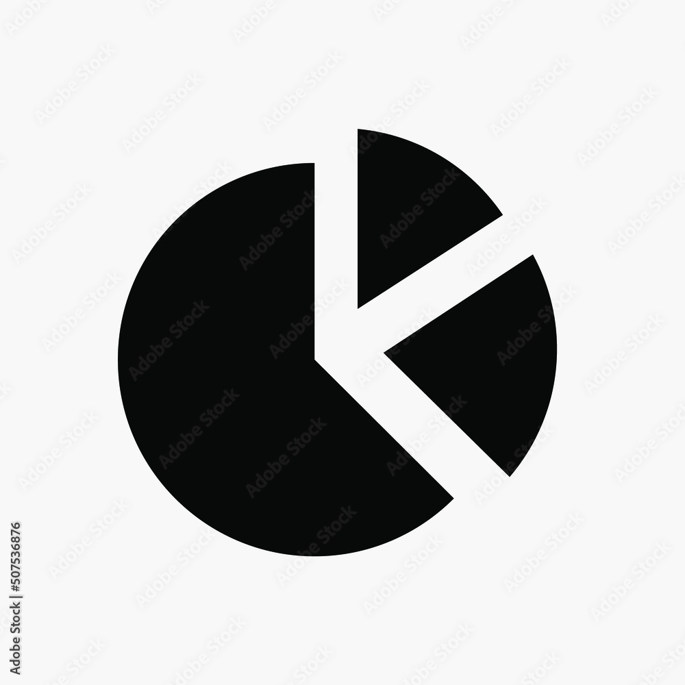Poster pie chart solid icon on white background. vector isolated element.