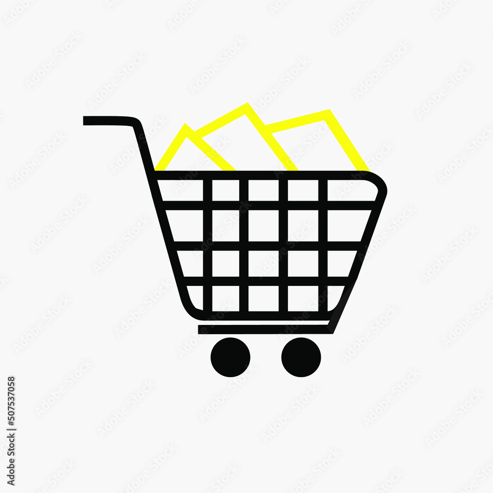 Poster shopping cart solid icon on white background. vector isolated element