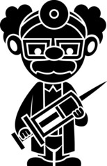 Cartoon Black and White Illustration Stethoscope Needle Injection Inject Medical Practice Medic Medicine Hospital Doctor Dr Nurse Paramedic Emergency Services