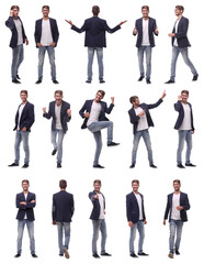 Fototapeta premium collage of photos of a successful young man