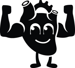 Cartoon Strong Human Heart Love Health Organ Body Organs Healthy Living Life