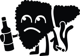Cartoon Human Liver Drinking Drink Alcohol Toxins Organ Body Organs Healthy Living Life