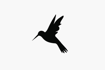 Hummingbird icon. Flat vector illustration in black on white background. Bird flying vector © Narek