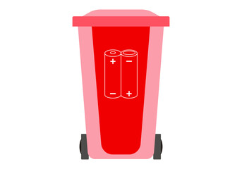 Contenedor rojo de residuos peligrosos, como pilas