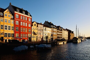 canal with colorful houses in Copenhagen Denmark
