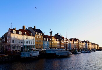 canal with colorful houses in Copenhagen Denmark